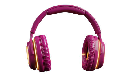 Support-Kopfh&ouml;rer-Symbol mit magentafarbenem Neon-Glow f&uuml;r deutschsprachigen 24/7 Support