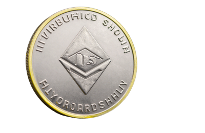 Silberne Ethereum-M&uuml;nze mit gelbem Neon-Ring-Glow f&uuml;r schnelle Casino-Krypto-Transaktionen